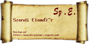 Szendi Elemér névjegykártya
